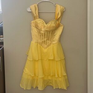 Yellow Strapless Mini Dress